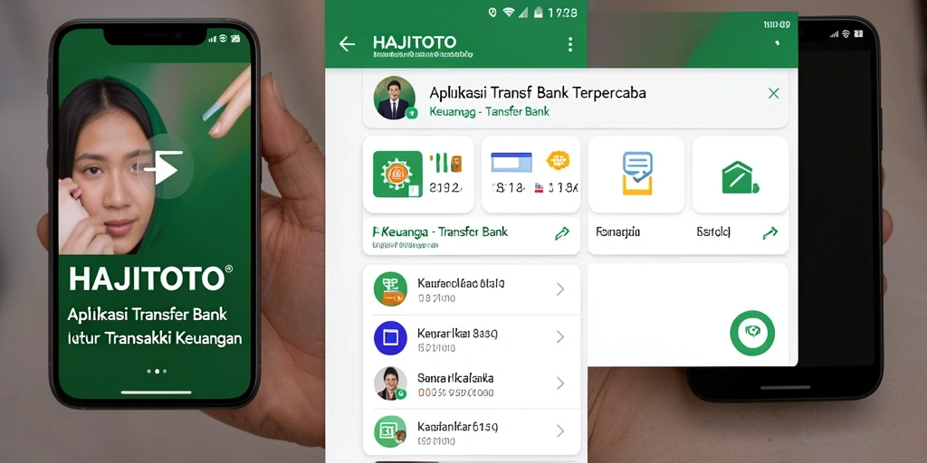 Antarmuka utama HAJITOTO untuk transaksi Transfer Bank yang mudah digunakan.