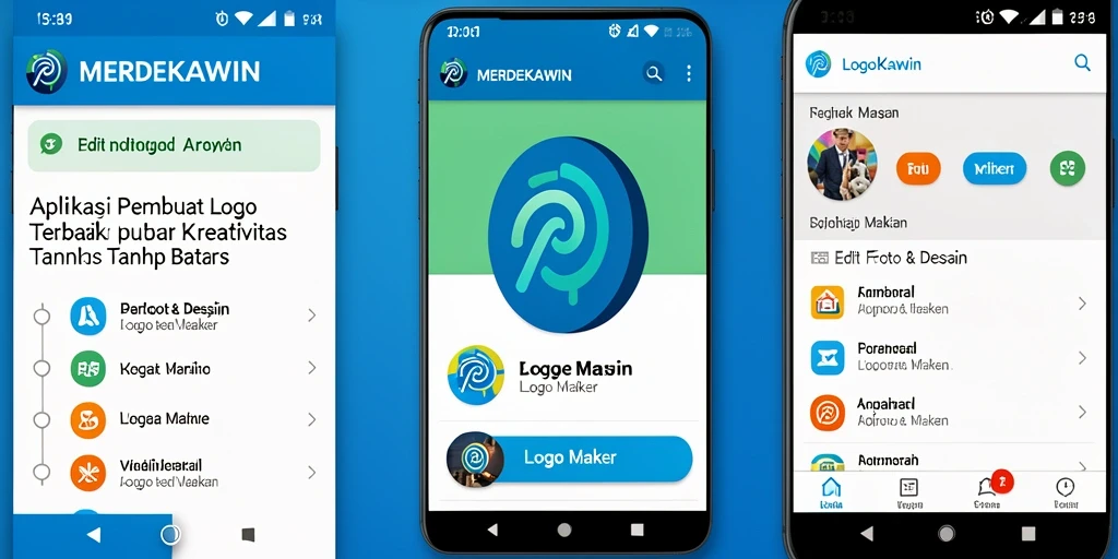 Antarmuka MERDEKAWIN yang sederhana dan fungsional untuk membuat logo.