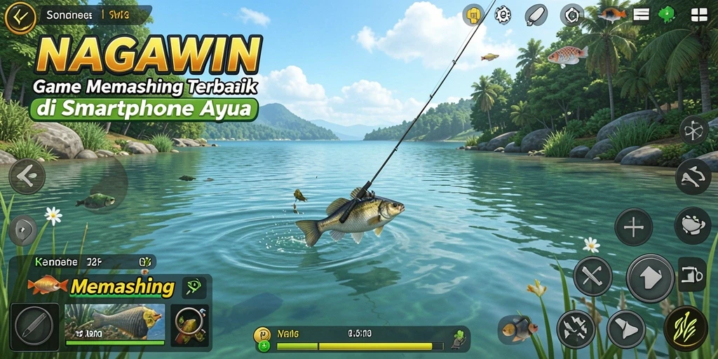 Antarmuka game Memancing NAGAWIN yang menarik dan mudah digunakan.