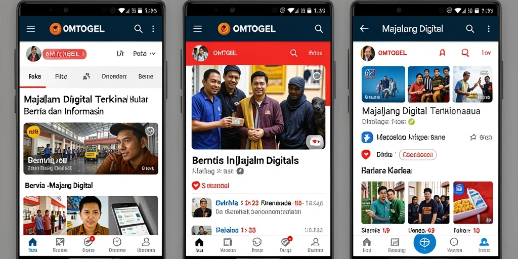 Antarmuka aplikasi Majalah Digital OMTOGEL yang menarik dan mudah digunakan.