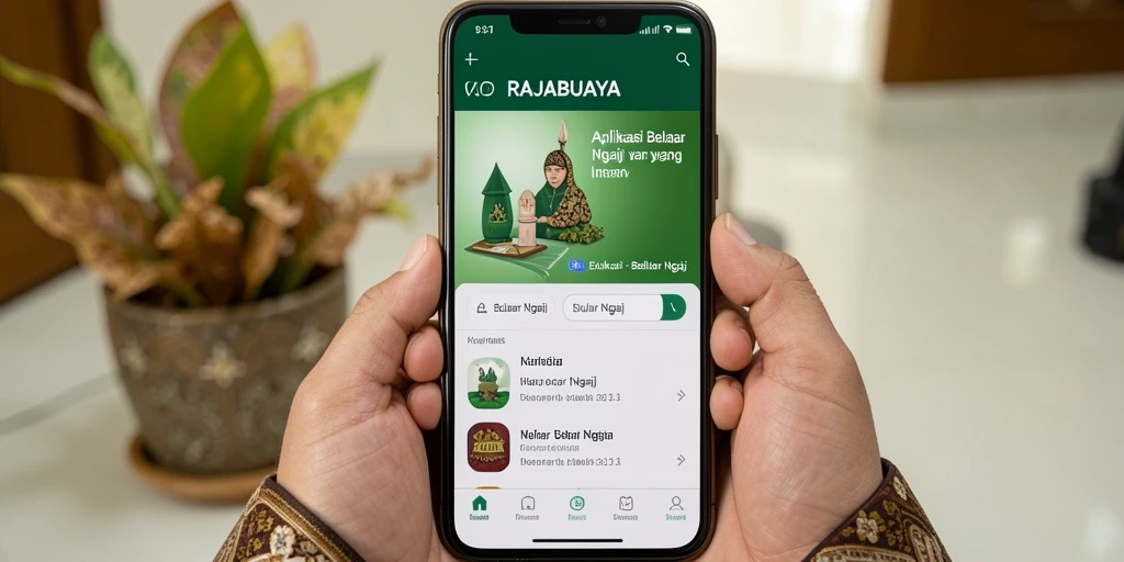 Tampilan antarmuka aplikasi RAJABUAYA yang interaktif.