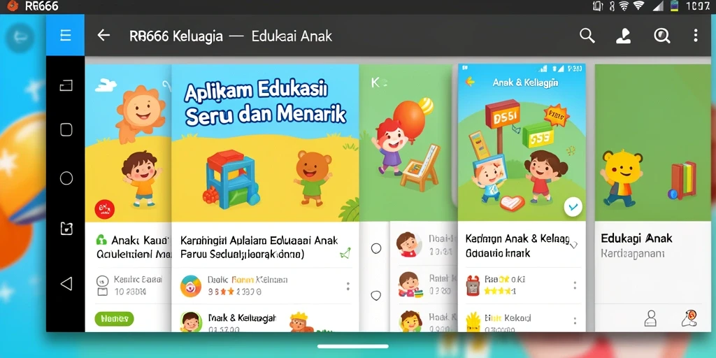 Tampilan interaktif dan edukatif dari aplikasi RR666 untuk anak-anak.