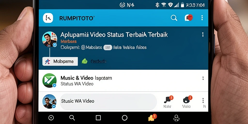 Antarmuka aplikasi RUMPITOTO untuk mencari video status WA.