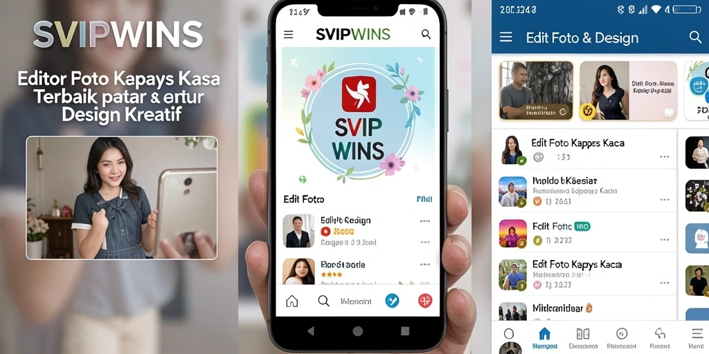 Tampilan antarmuka SVIPWINS dengan fitur Edit Foto Kertas Kaca yang inovatif.