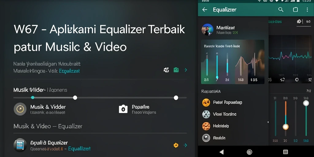 Antarmuka aplikasi W67 yang menunjukkan fitur Equalizer.
