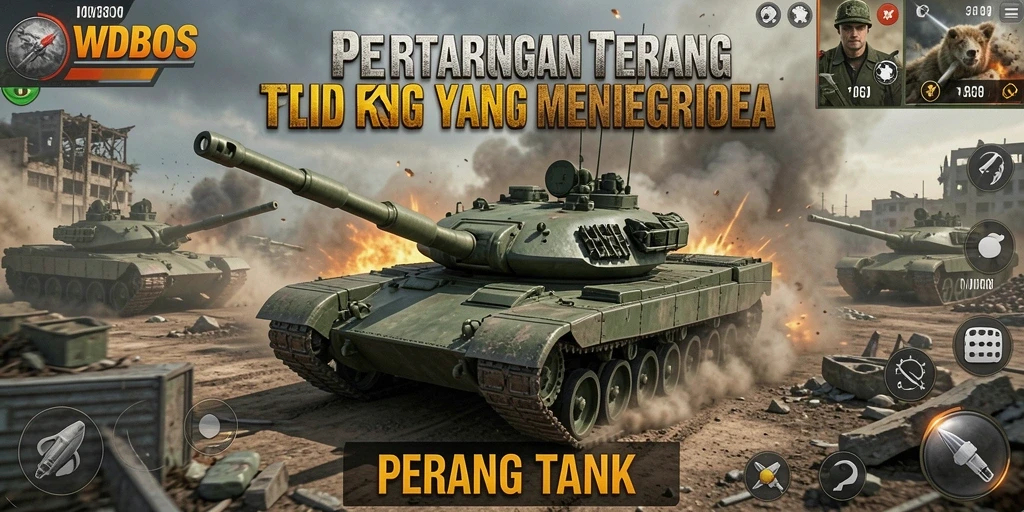 Tampilan antarmuka WDBOS dengan berbagai tank yang siap bertempur.